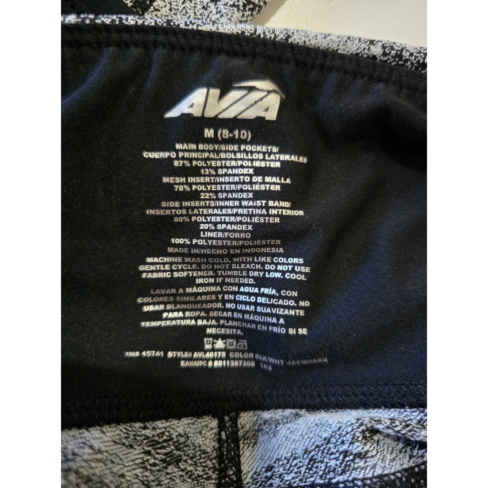 Avia Women's High-Rise Jacquard Workout Leggings with Pockets - Medium