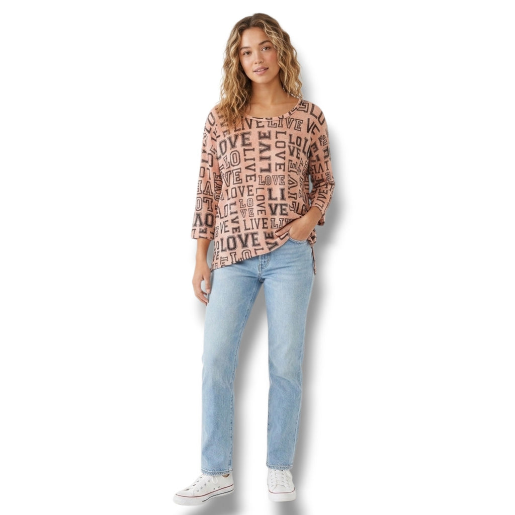 No Boundaries Juniors Pink LOVE Print Pullover Sweater – Lace Back, Size Large