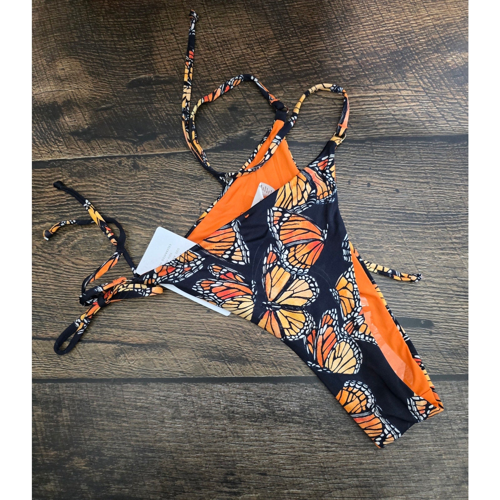 Toluca Swim Women's Size M Monarch Butterfly Print Side Tie Bikini Bottom NWT