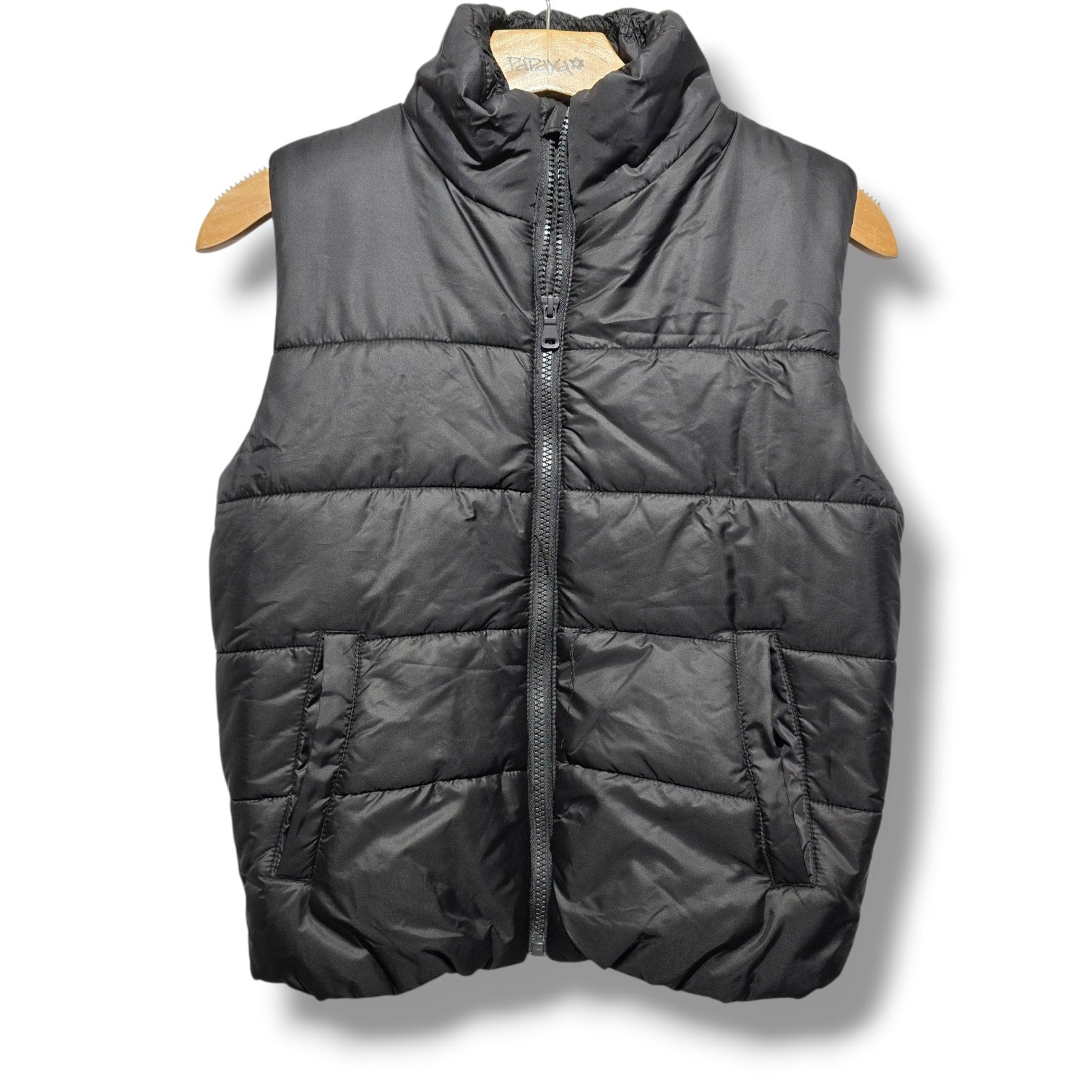 H&M Women's Size US 8/10 Black High-Collar Puffer Vest