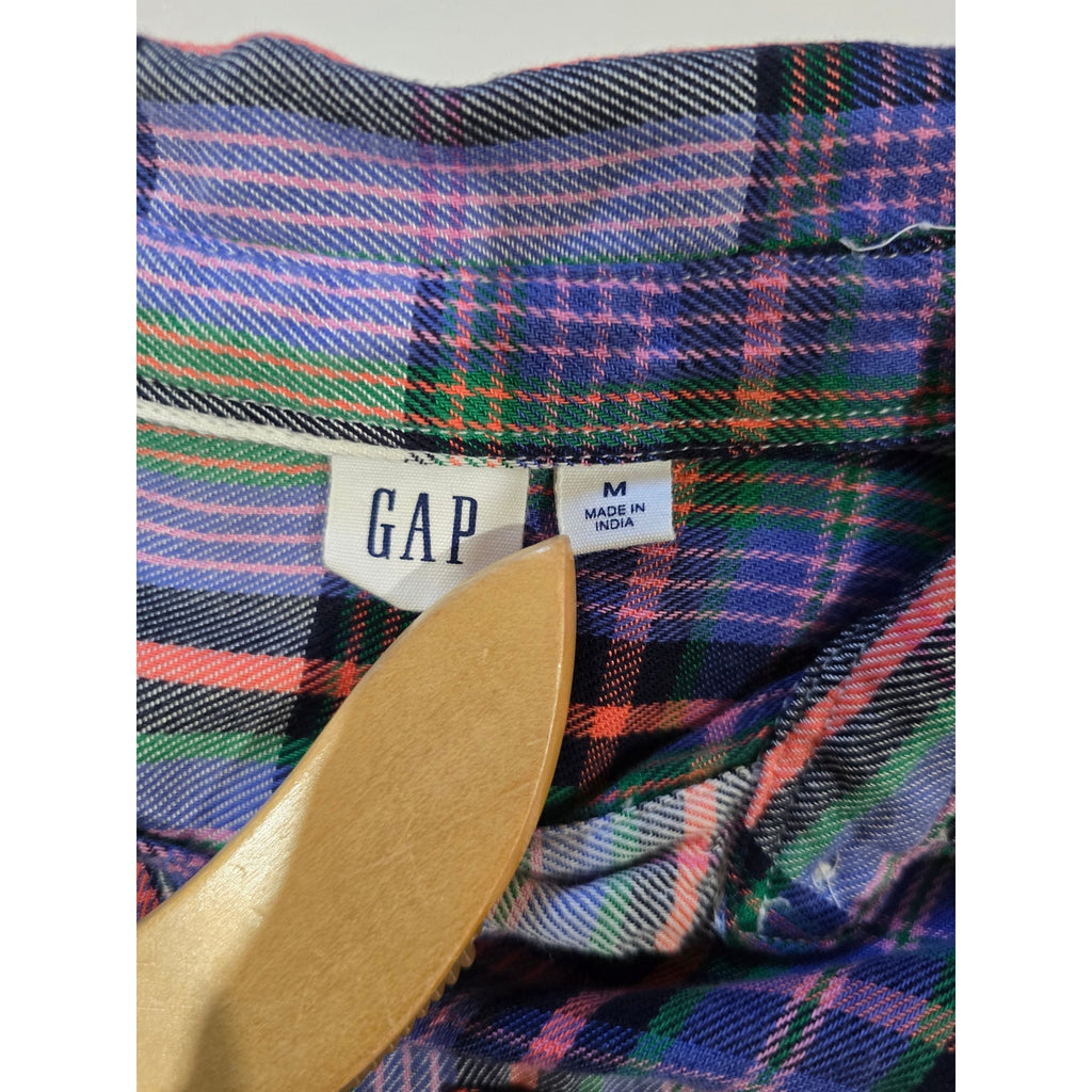 GAP Women’s Purple Plaid Button-Up Long Sleeve Shirt Medium