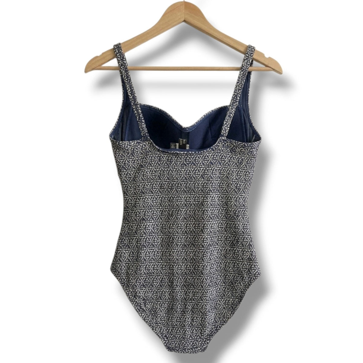 Nip Tuck Swim One Piece Swimsuit Women US 8 Blue Print Ruched Multi Fit Cup