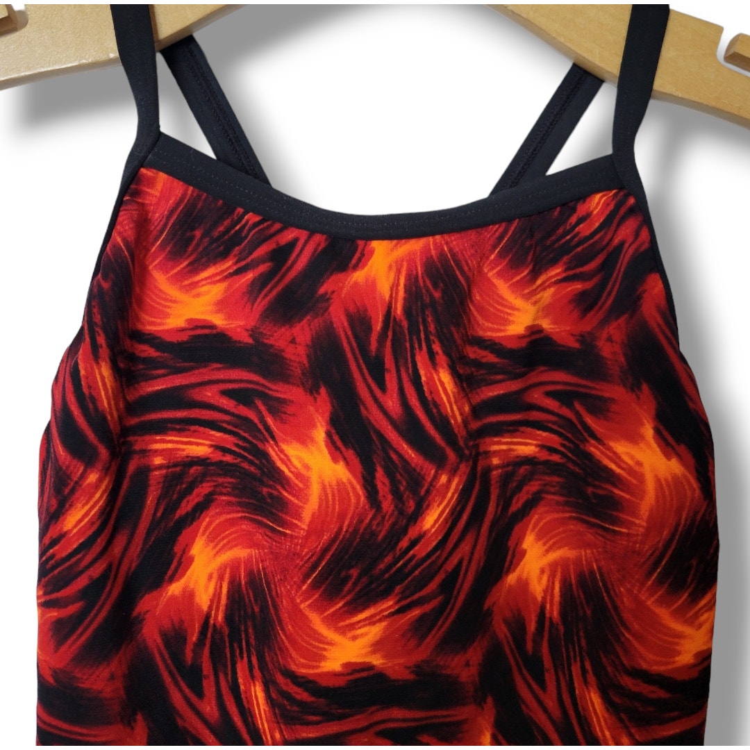 SPEEDO Women’s Black & Red Open-Back Vintage Competitive One-Piece Swimsuit Size 26