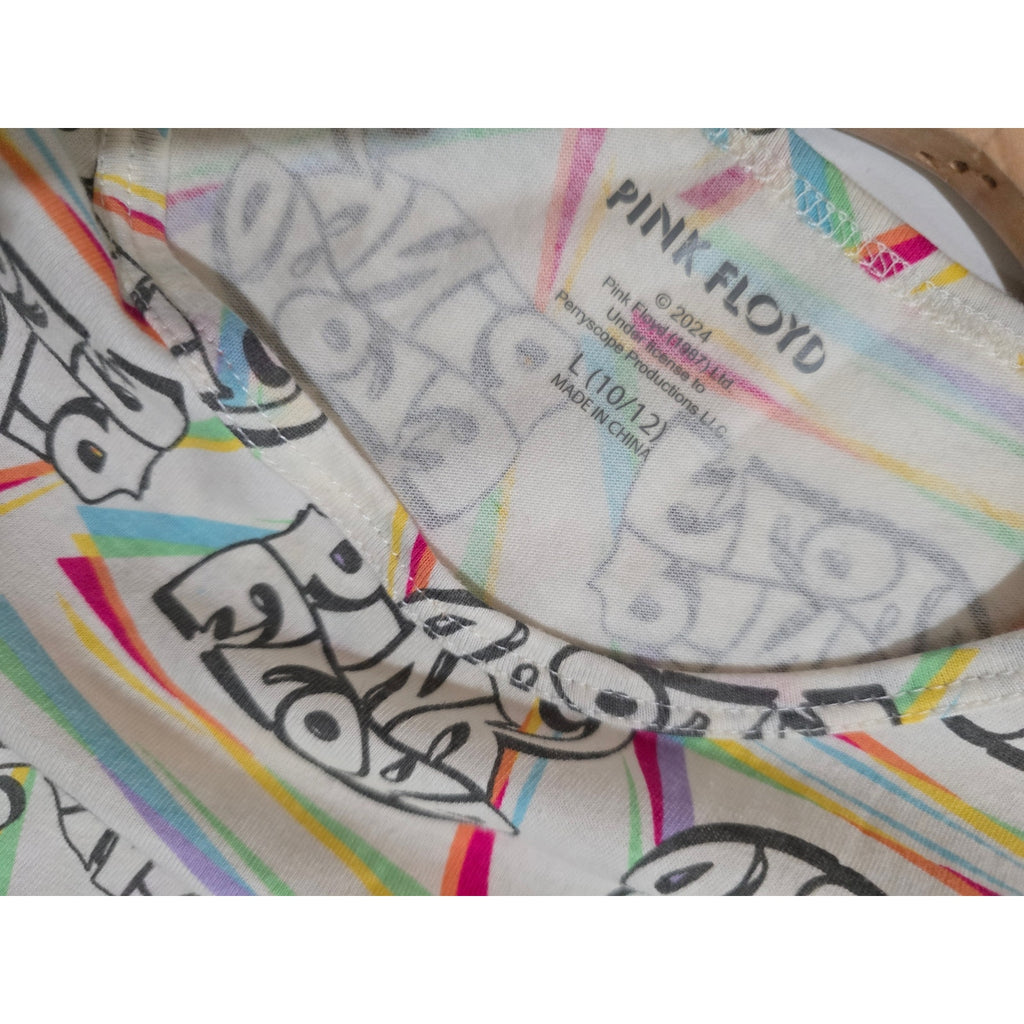 Pink Floyd Girls’ Graphic Rainbow Logo Dress Large, Cotton Polyester Gently Used