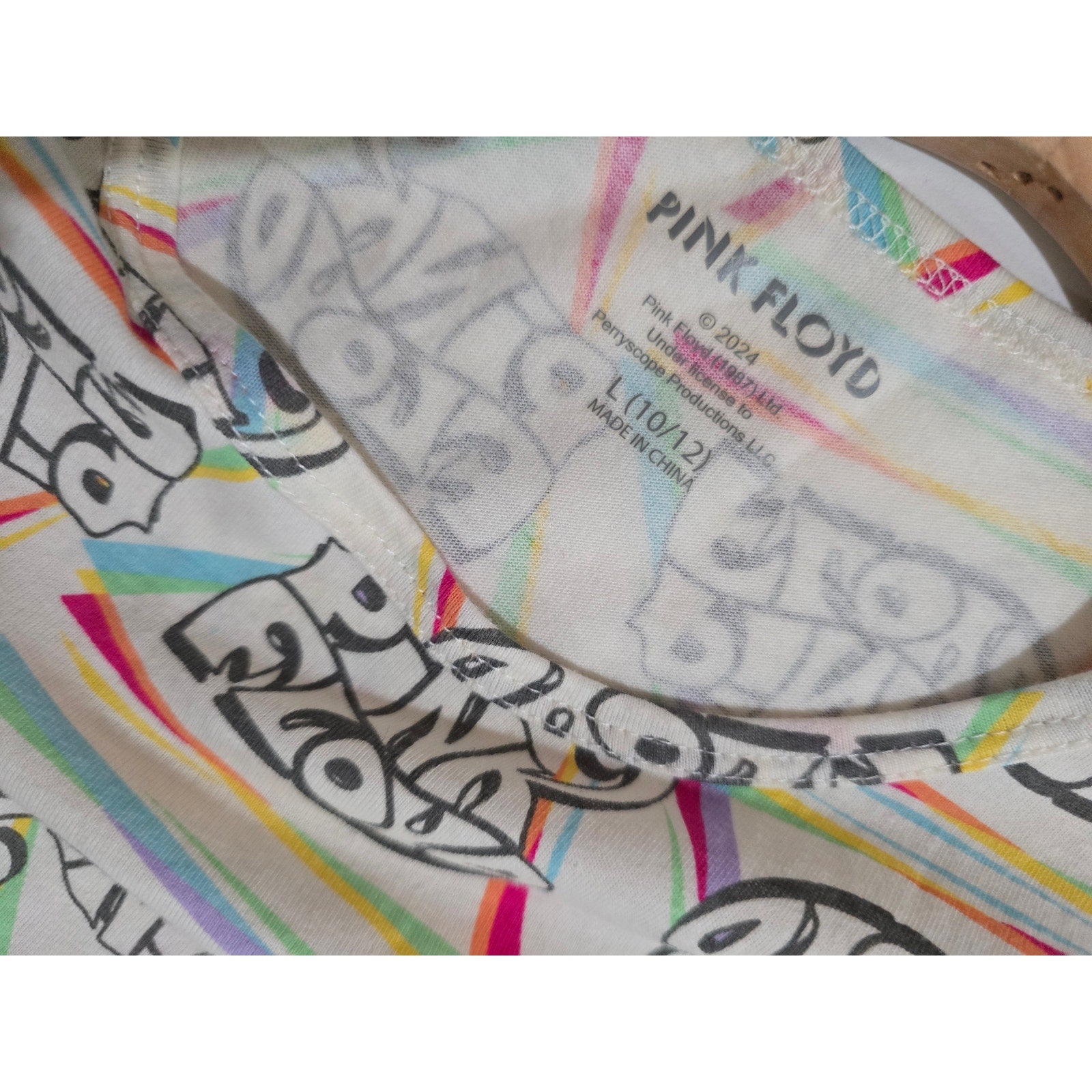 Pink Floyd Girls’ Graphic Rainbow Logo Dress Large, Cotton Polyester Gently Used