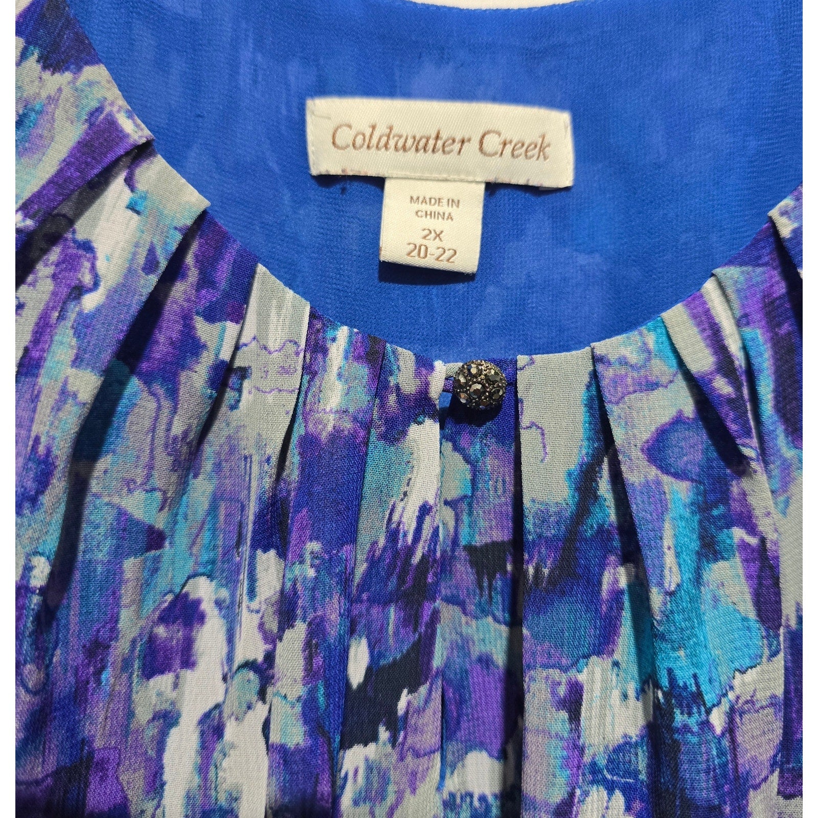 Coldwater Creek Women's Plus Size 2X Blue Purple Abstract Chiffon Tank Top