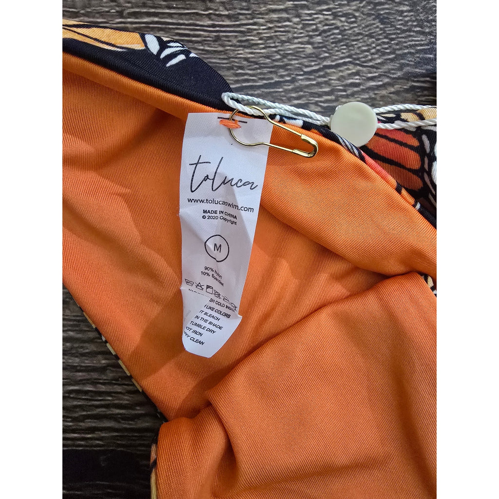 Toluca Swim Women's Size M Monarch Butterfly Print Side Tie Bikini Bottom NWT