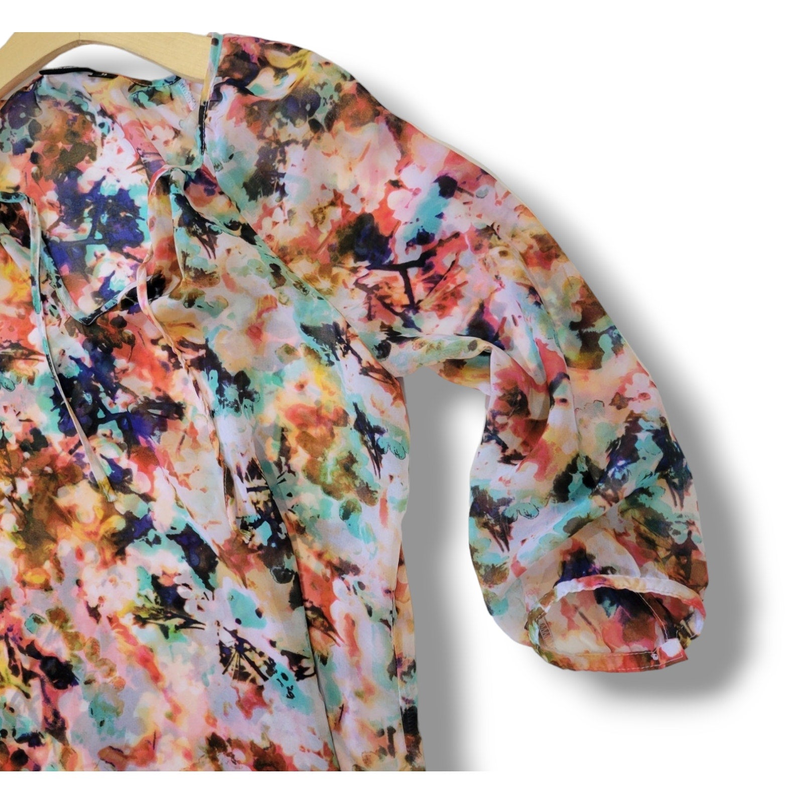 A New Approach Petite Multicolor Semi-Sheer Blouse – Size Small