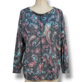 Maurices Women's Size Small Gray Paisley Snap buttons Long Sleeve Blouse Top
