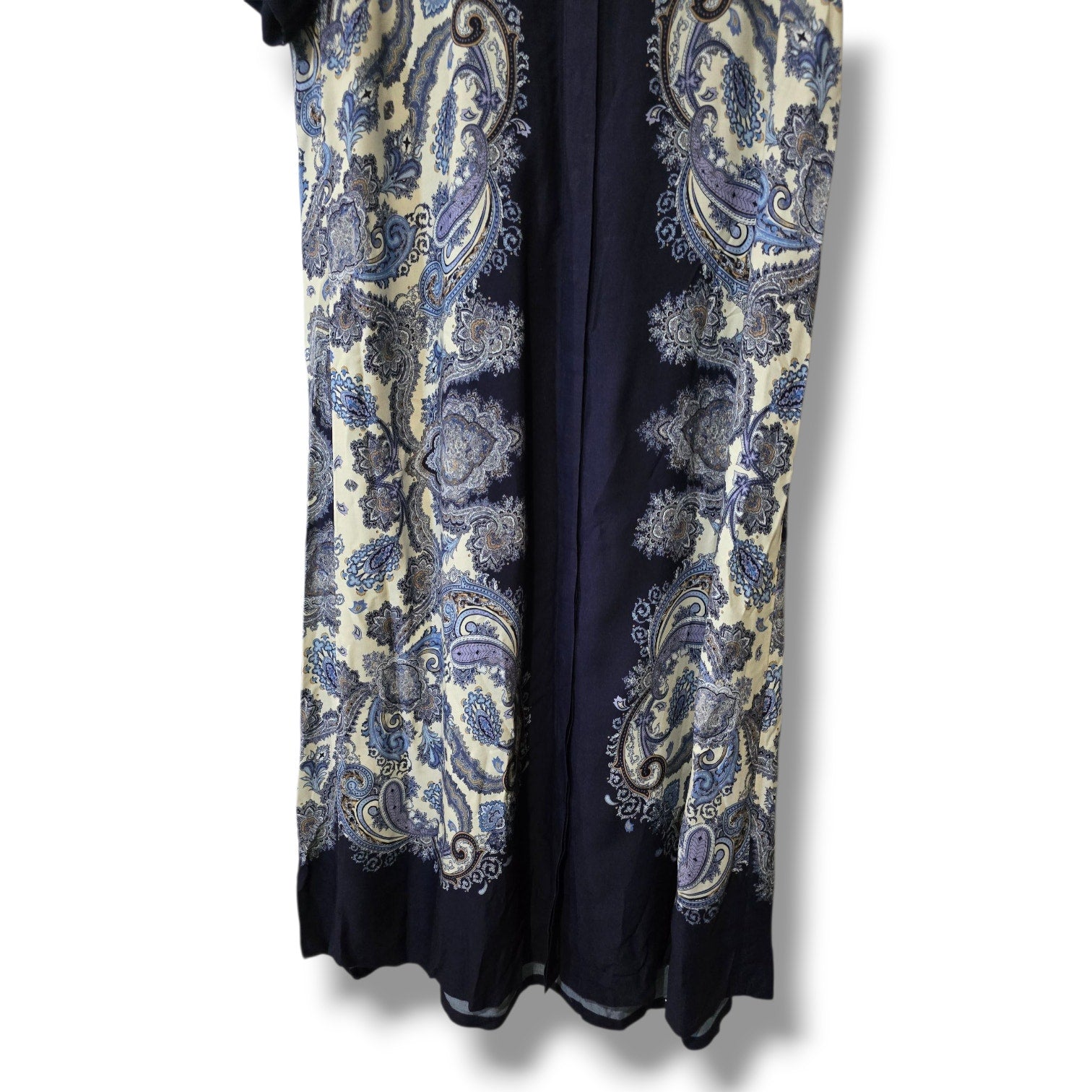 NWT H&M Blue Paisley Button Down Midi Dress Size 2 Short Sleeve Viscose