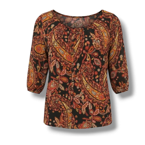 212 Collection Women’s Paisley Print Button-Front Blouse – Size Large