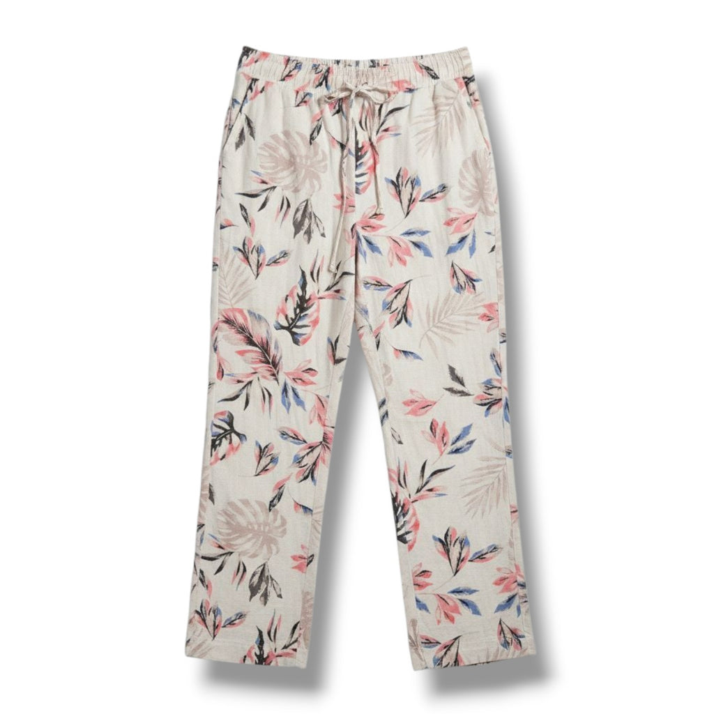 Briggs Women’s Multicolor Floral Wide Leg Pull-On Pants Small Rayon Linen Blend
