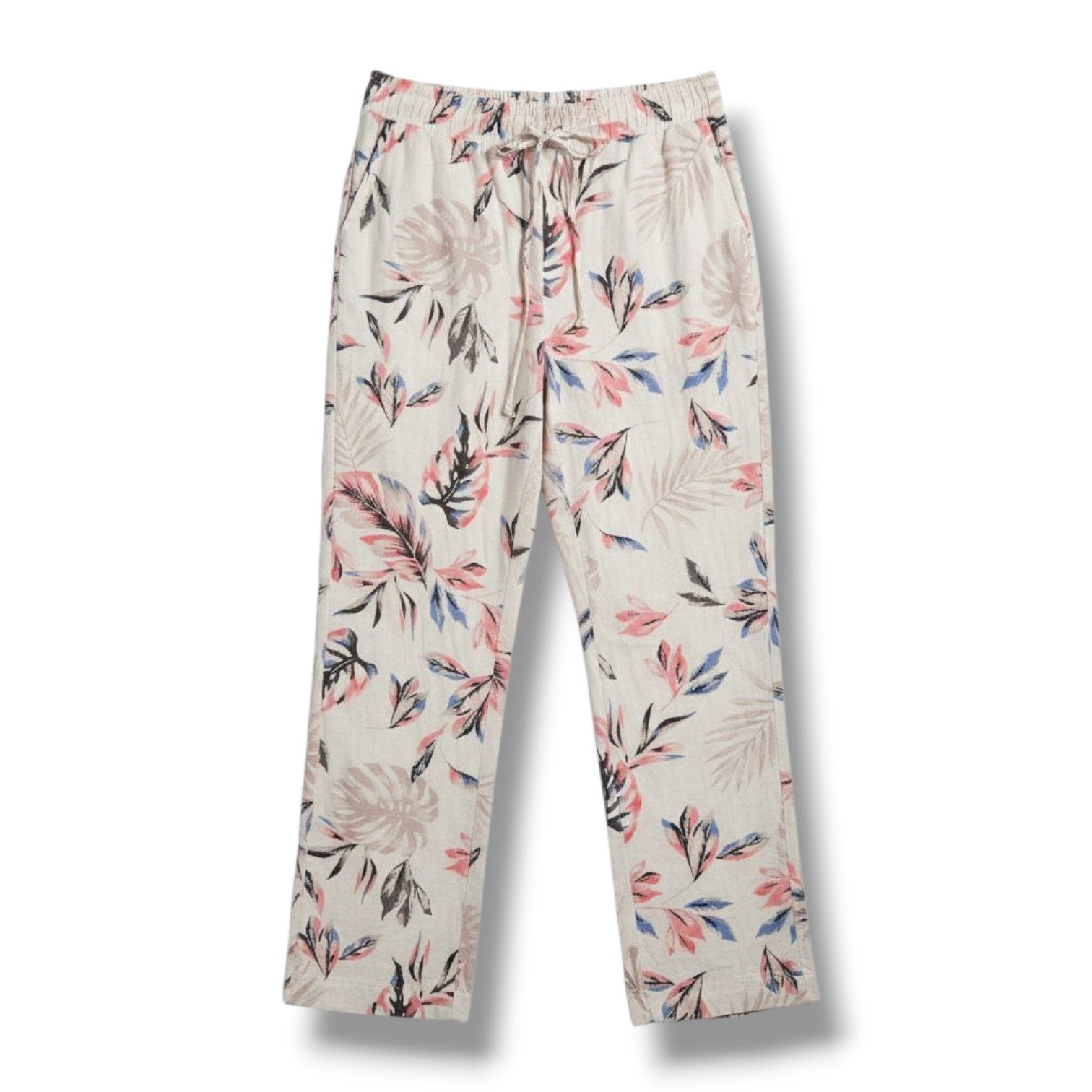 Briggs Women’s Multicolor Floral Wide Leg Pull-On Pants Small Rayon Linen Blend