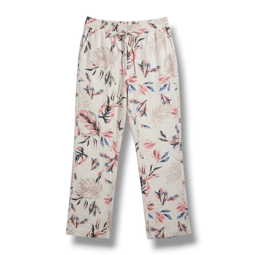 Briggs Women’s Multicolor Floral Wide Leg Pull-On Pants Small Rayon Linen Blend