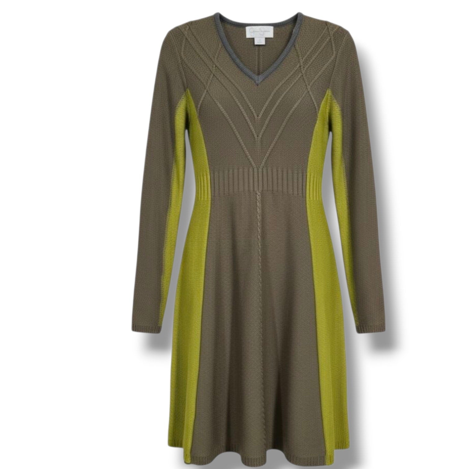 Jessica Simpson Women’s Two-Tone Knit Long Sleeve Sweater Dress – Size Small