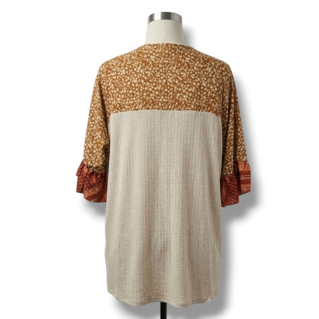 Maurices Women's Size Small Floral Paisley Mix Media Open Front Kimono Cardigan