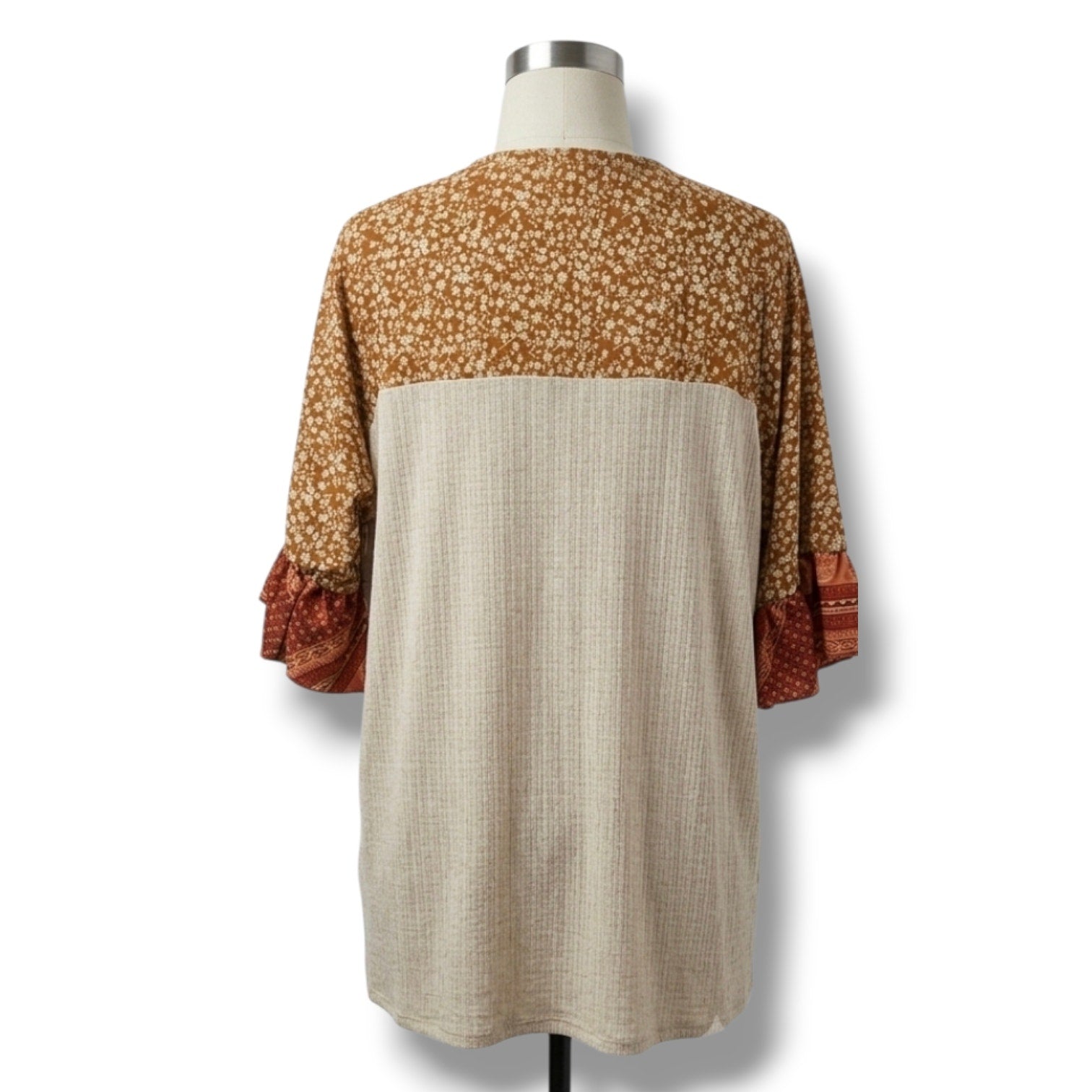 Maurices Women's Size Small Floral Paisley Mix Media Open Front Kimono Cardigan