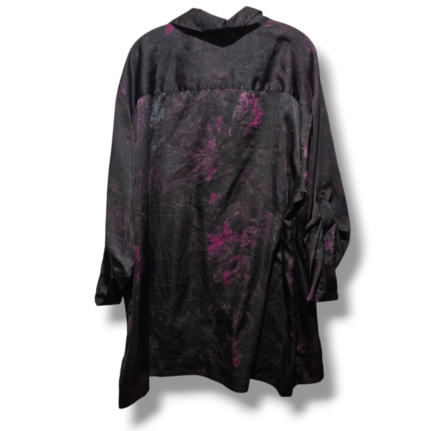 Apostrophe women’s plus size Woman Black & Purple Watercolor Button-Down Blouse 24w/26w