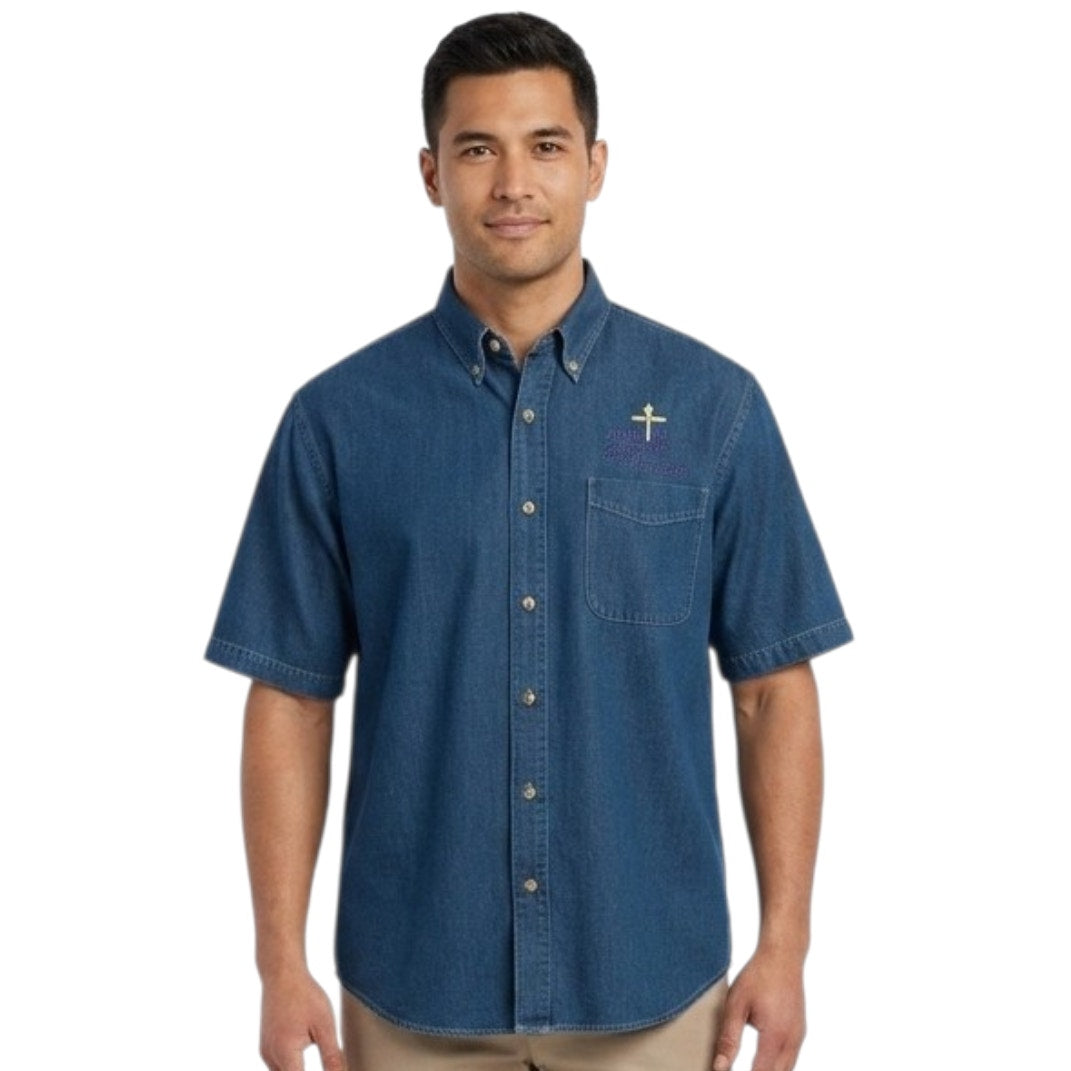 Vintage Bourbon Street New Orleans Men’s Embroidered Button Down denim shirt