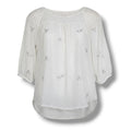 LC Lauren Conrad Women’s White Eyelet Embroidered Peasant Blouse Size Medium
