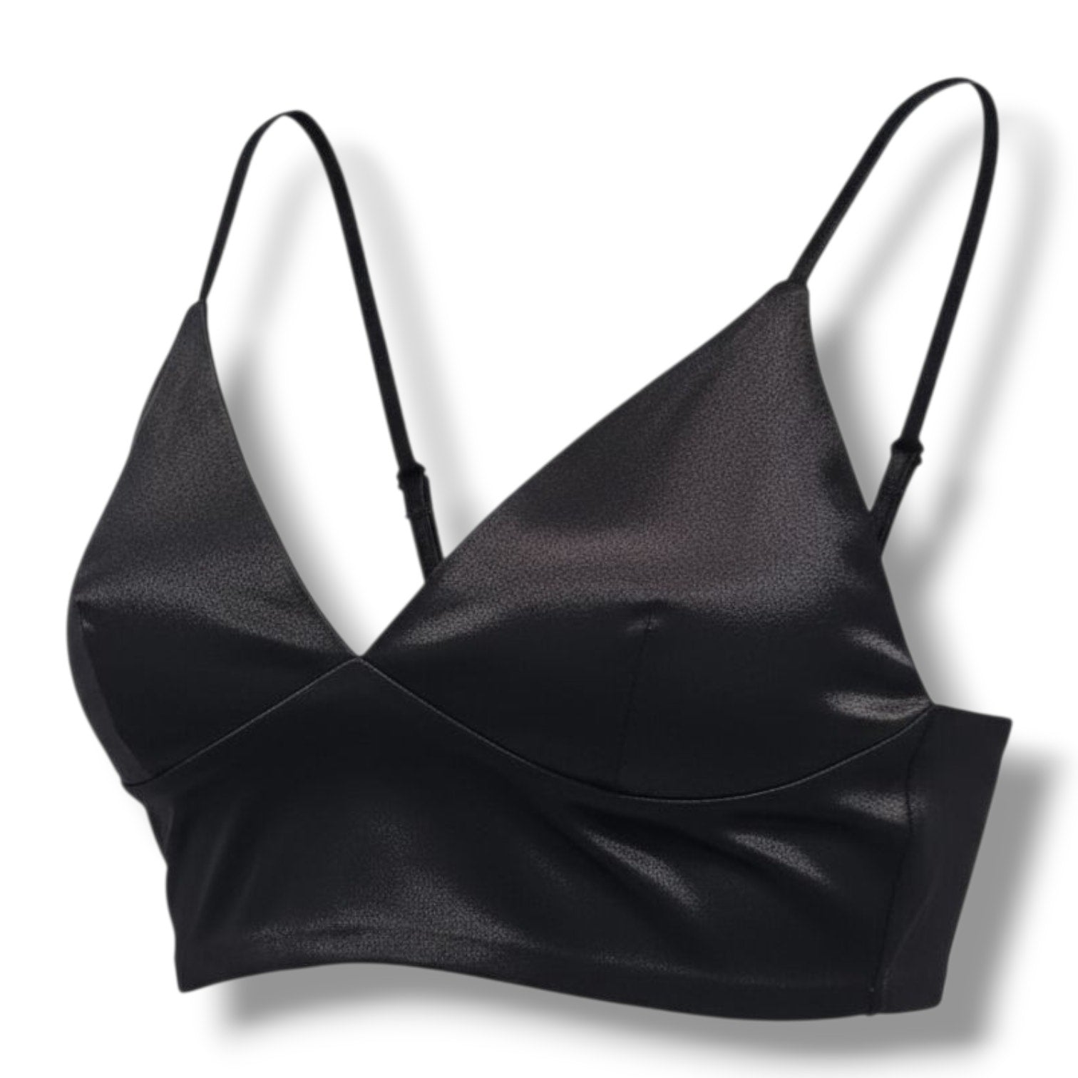 Shein Prive Women’s Black Satin Longline Bralette Top – Size Small