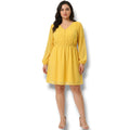 Allegra K Yellow Swiss Dot Long Sleeve Lined Dress – Plus Size 1X, NWT