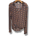 Eden & Olivia Geometric Print Faux Wrap Collared Blouse