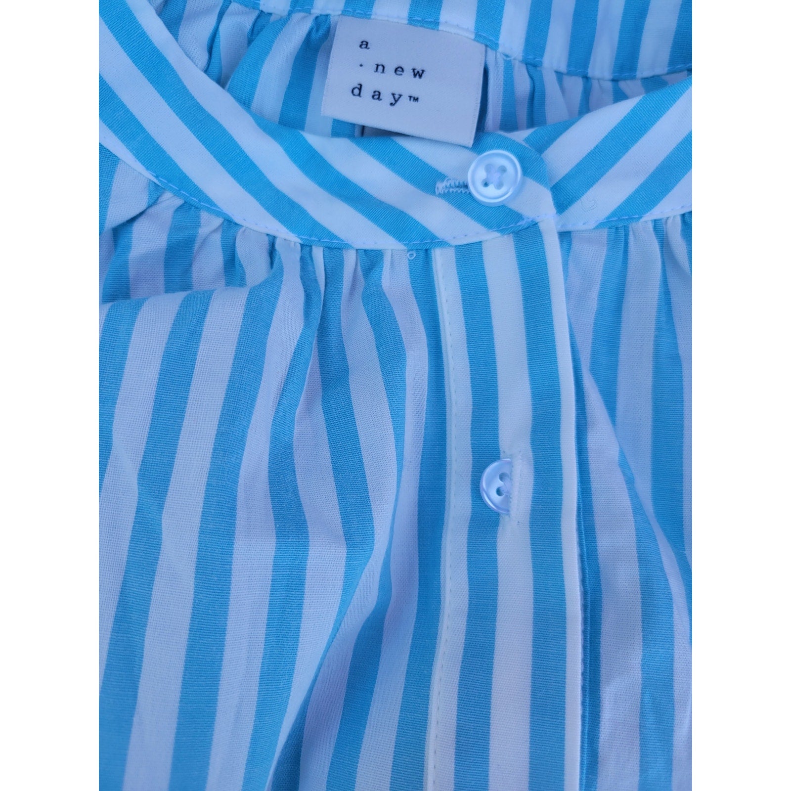 A New Day Women’s Blue & White Striped Balloon Sleeve Blouse