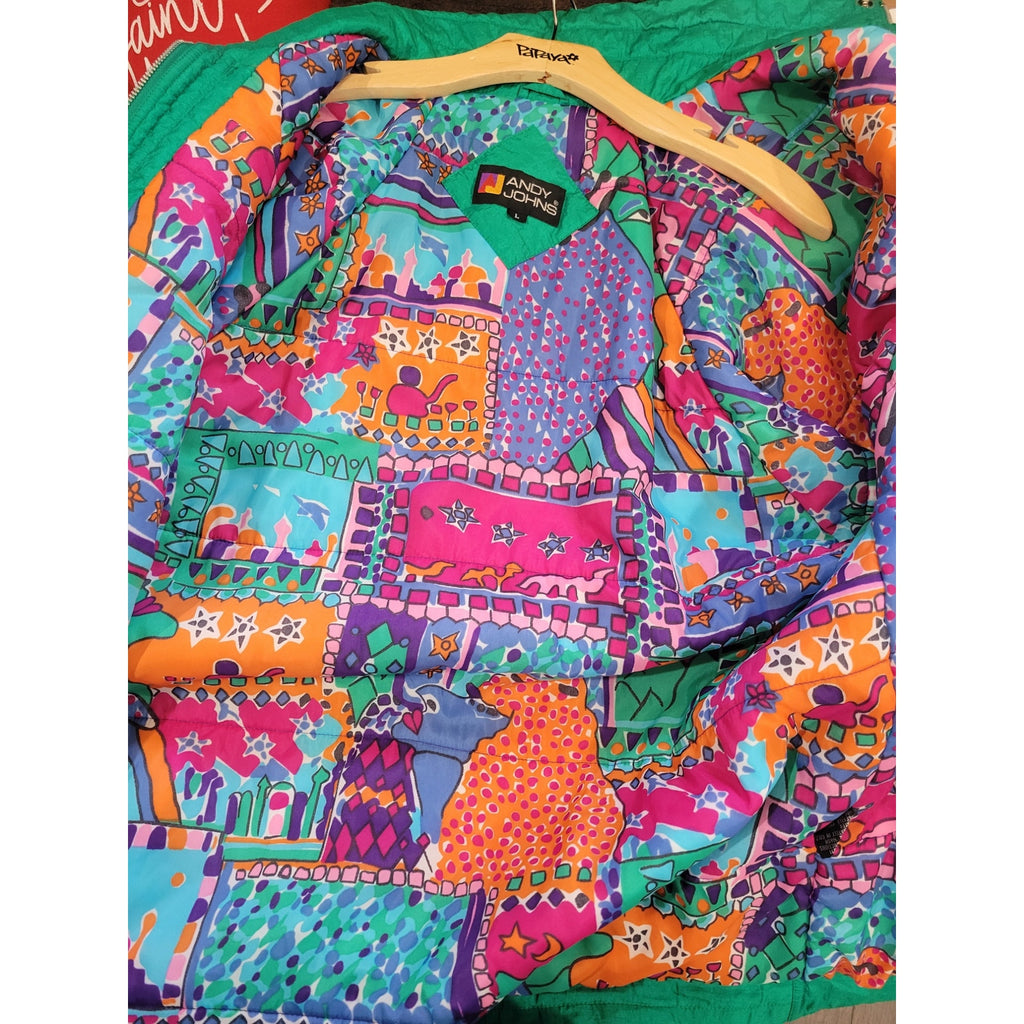 Andy Johns Vintage 90s Green Zip-Up puffer Jacket – Women’s Large