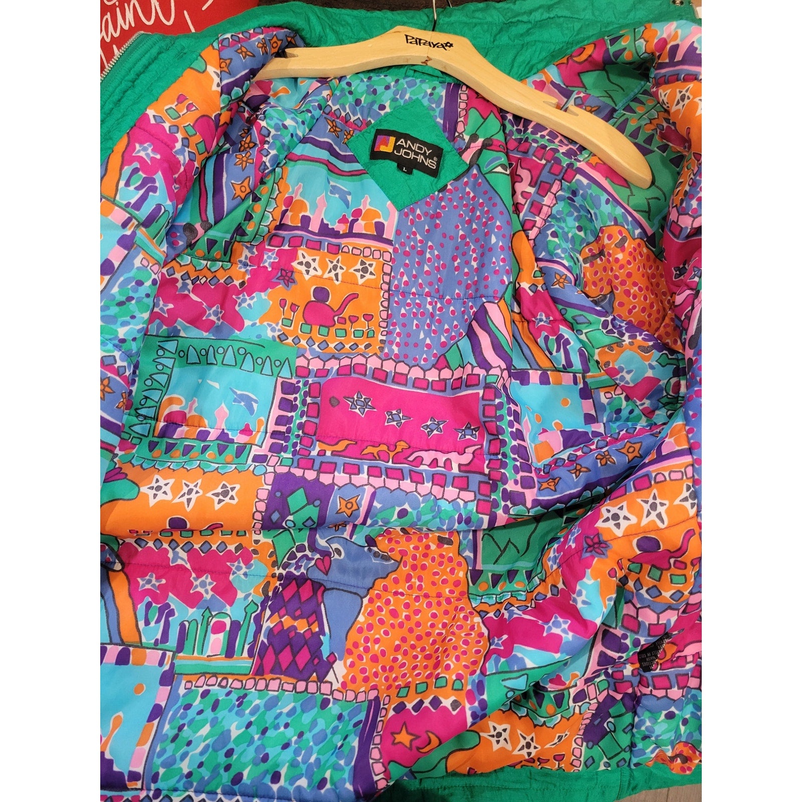 Andy Johns Vintage 90s Green Zip-Up puffer Jacket – Women’s Large