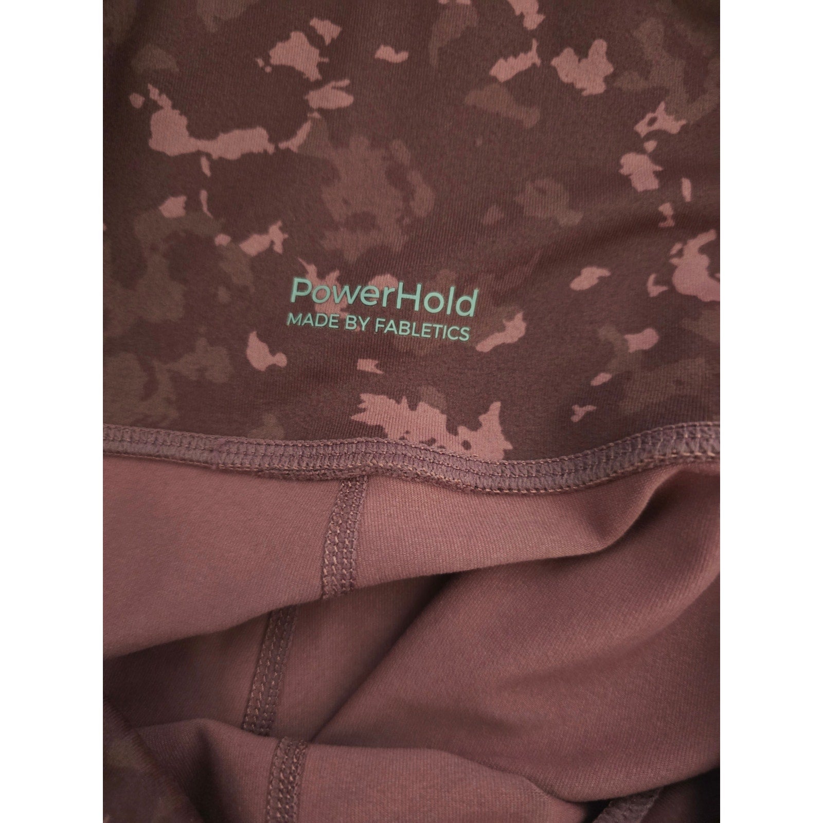 Fabletics PowerHold Women's Burgundy Pink Camo High Waisted Leggings 29" waist