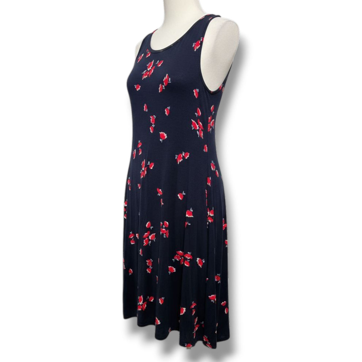 Amazon Essentials Women’s Navy Floral Sleeveless A-Line Dress – XS