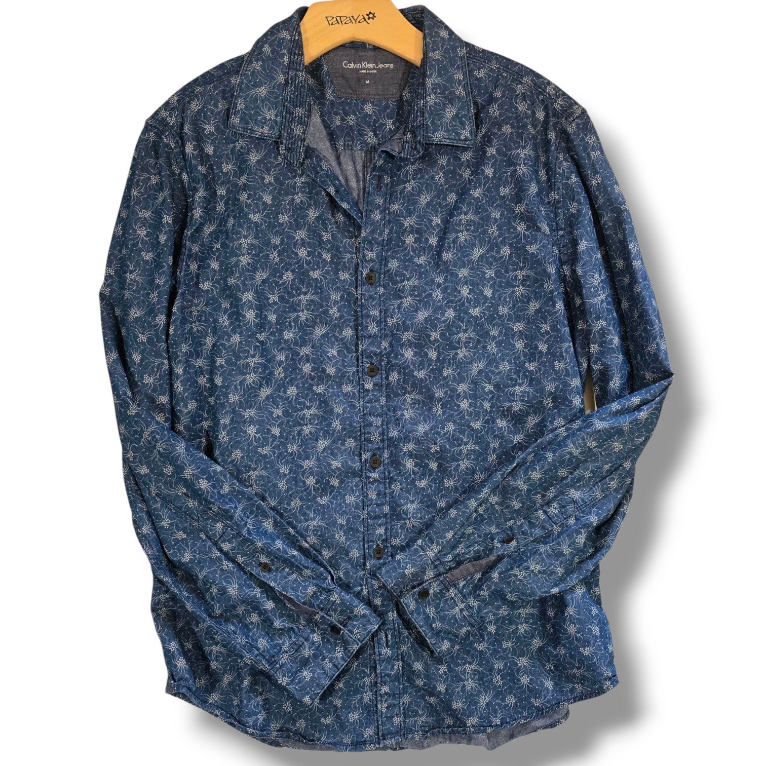 CK Calvin Klein men's blue long sleeves collared button-down shirt  - medium