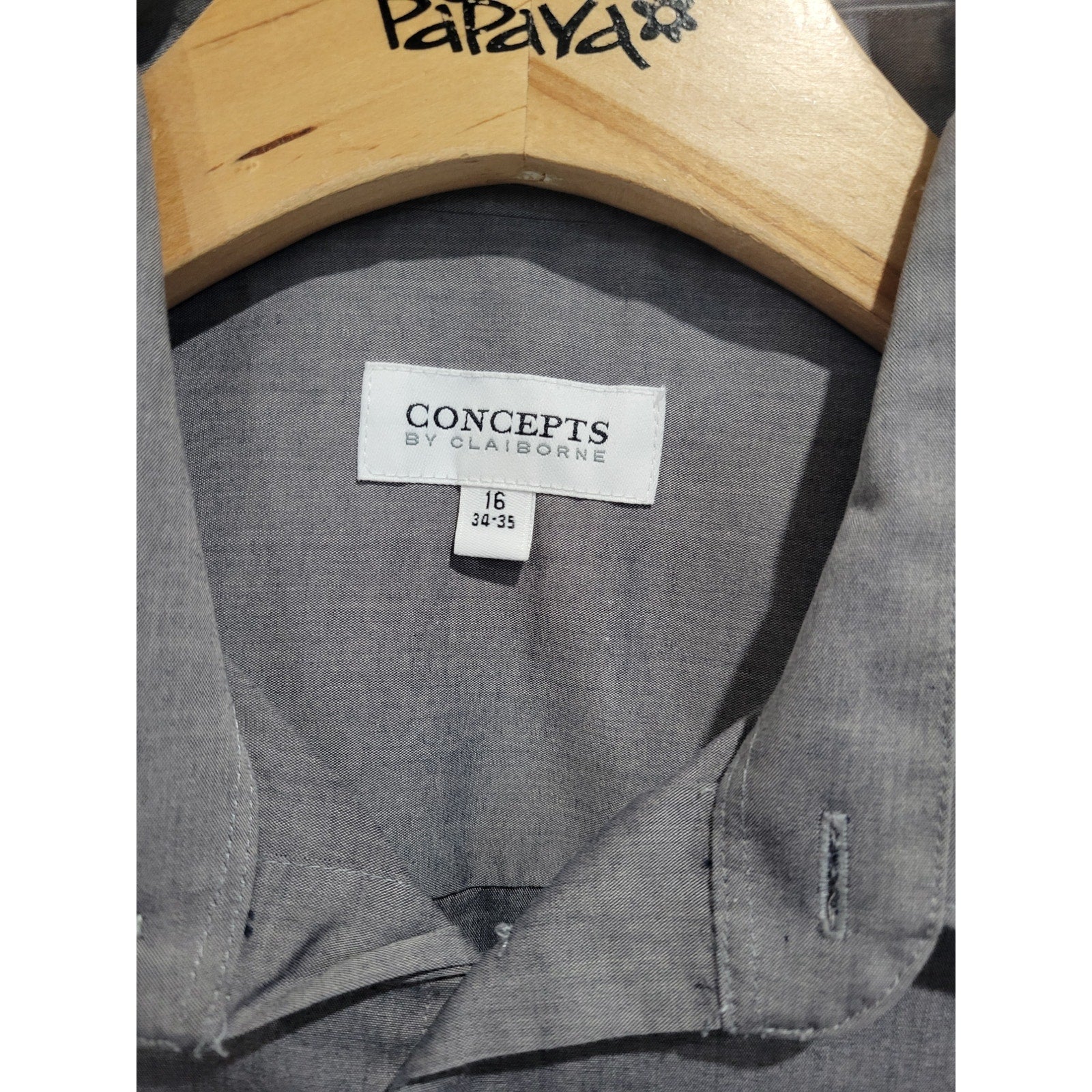 Concepts by Claiborne Men’s Gray Long Sleeve Button-Down Dress Shirt – Size 16