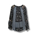 Lucky Brand Boho Embroidered Mixed-Print Peasant Blouse – Size Medium