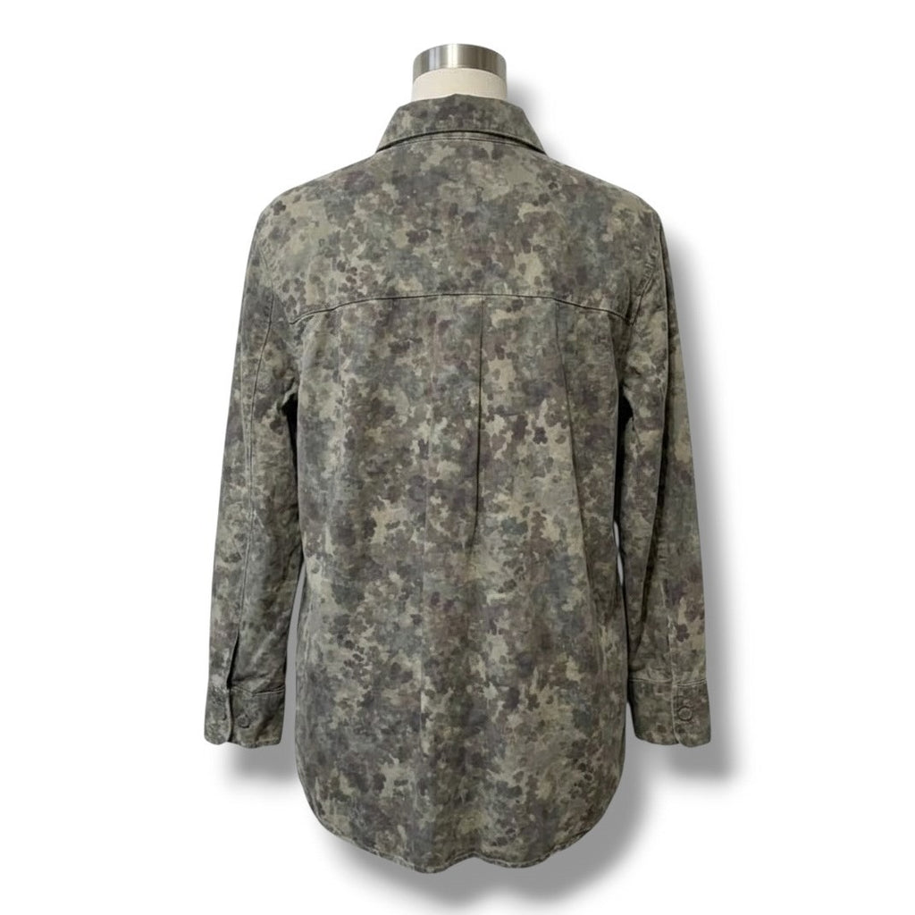 Treasure & Bond Women’s Gray Camo Utility Button-Up Shirt Jacket - Size Medium