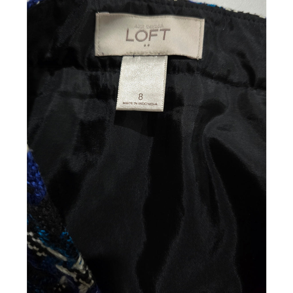 Ann Taylor Loft Women’s Plaid Tweed Lined Skirt with Side Zip Pockets Size 8