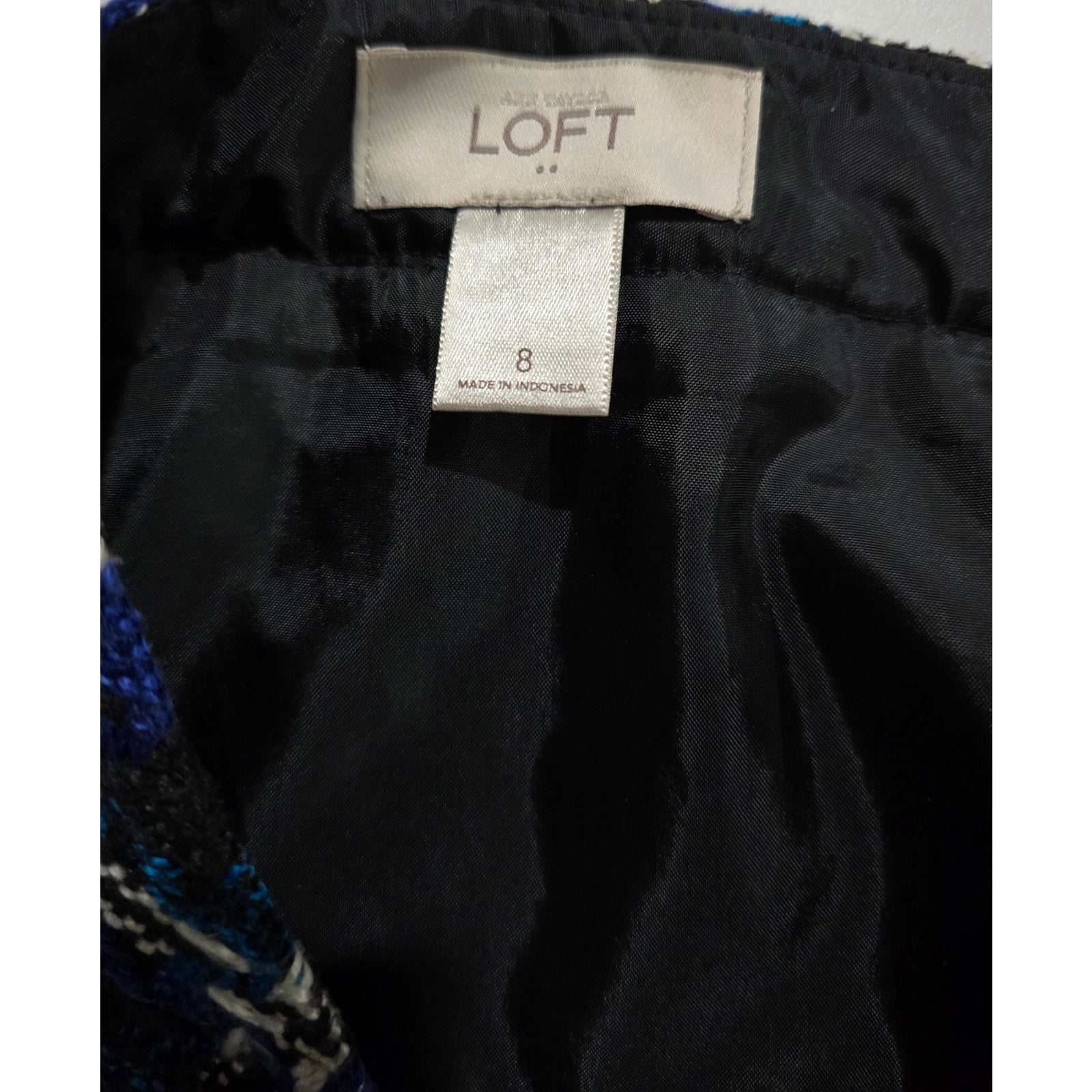 Ann Taylor Loft Women’s Plaid Tweed Lined Skirt with Side Zip Pockets Size 8