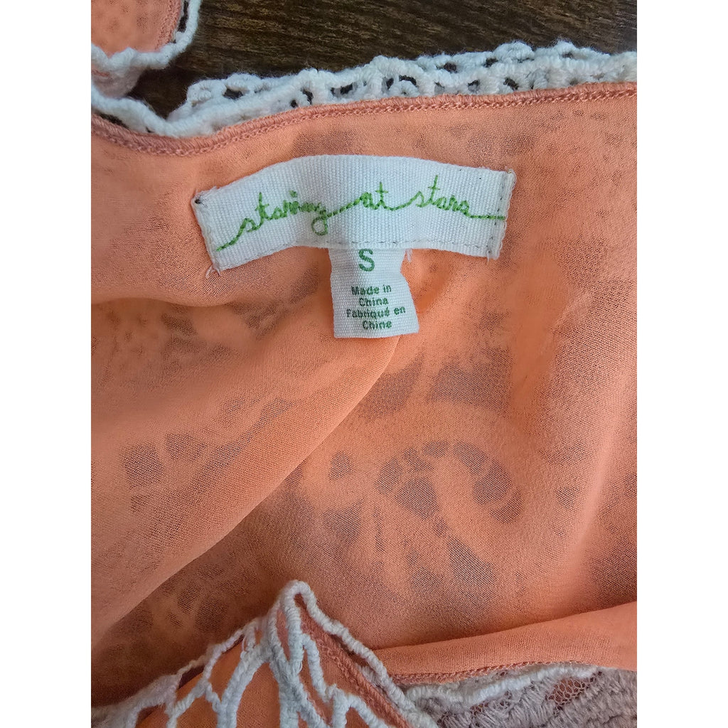 Staring at Stars Urban Outfitters Women's Boho Crochet Lace Tank Top Coral