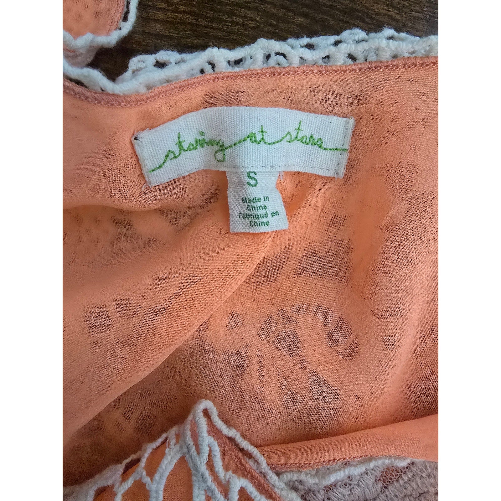 Staring at Stars Urban Outfitters Women's Boho Crochet Lace Tank Top Coral