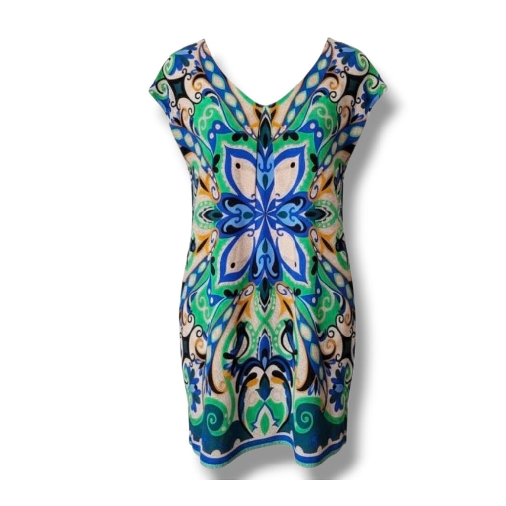 Anthropologie Maeve Women’s Blue Green Folksong Bird Shift Dress – Small