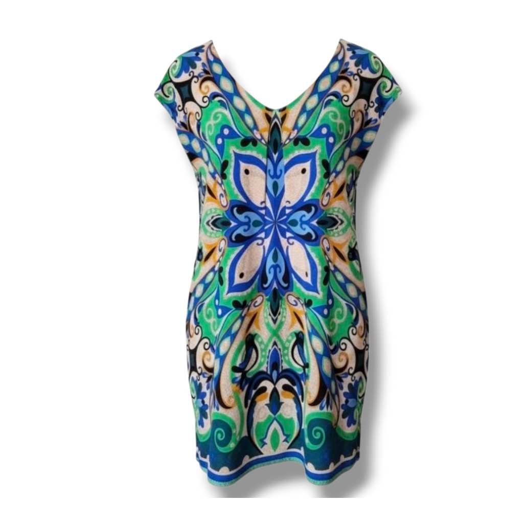 Anthropologie Maeve Women’s Blue Green Folksong Bird Shift Dress – Small