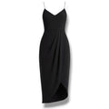 Lulus Black Tulip Hem Pleated Midi Cocktail Dress