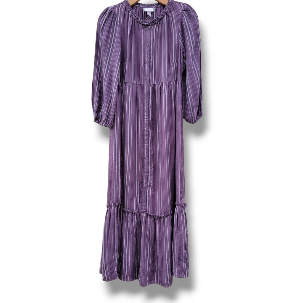 Isabel Maternity by Ingrid & Isabel Purple Tiered Midi Dress XS (Maternity)