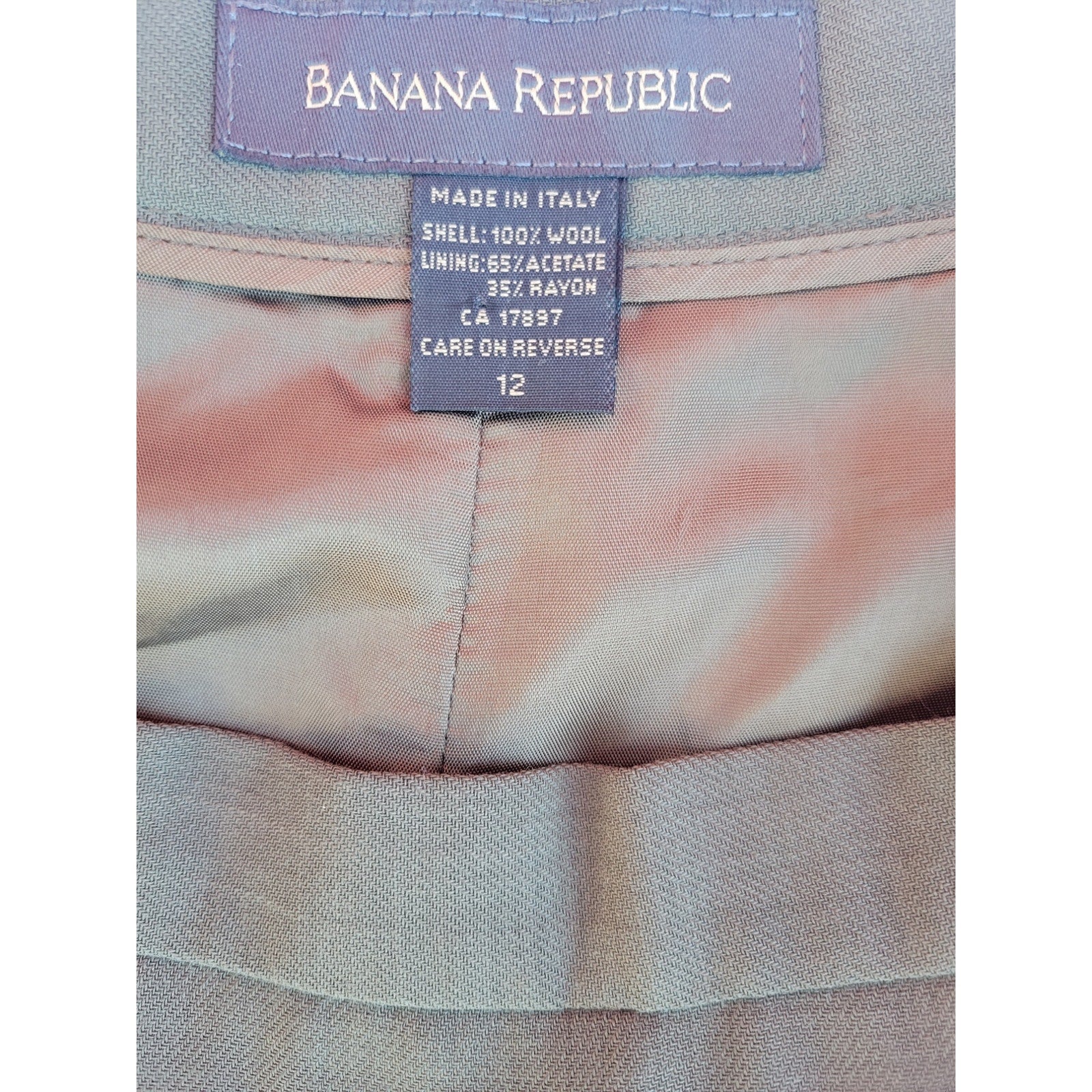 Banana Republic Wool Pencil Skirt Women’s Military Back Slit Workwear size 12