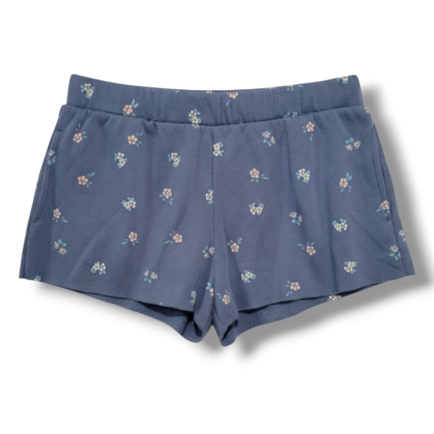 Colsie Women’s Blue Floral Fleece Lounge Shorts with Pockets – Size S (NWT)