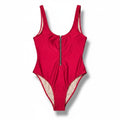 Dixperfect Women's Size Large Red Front Zipper High Cut One-Piece Swimsuit