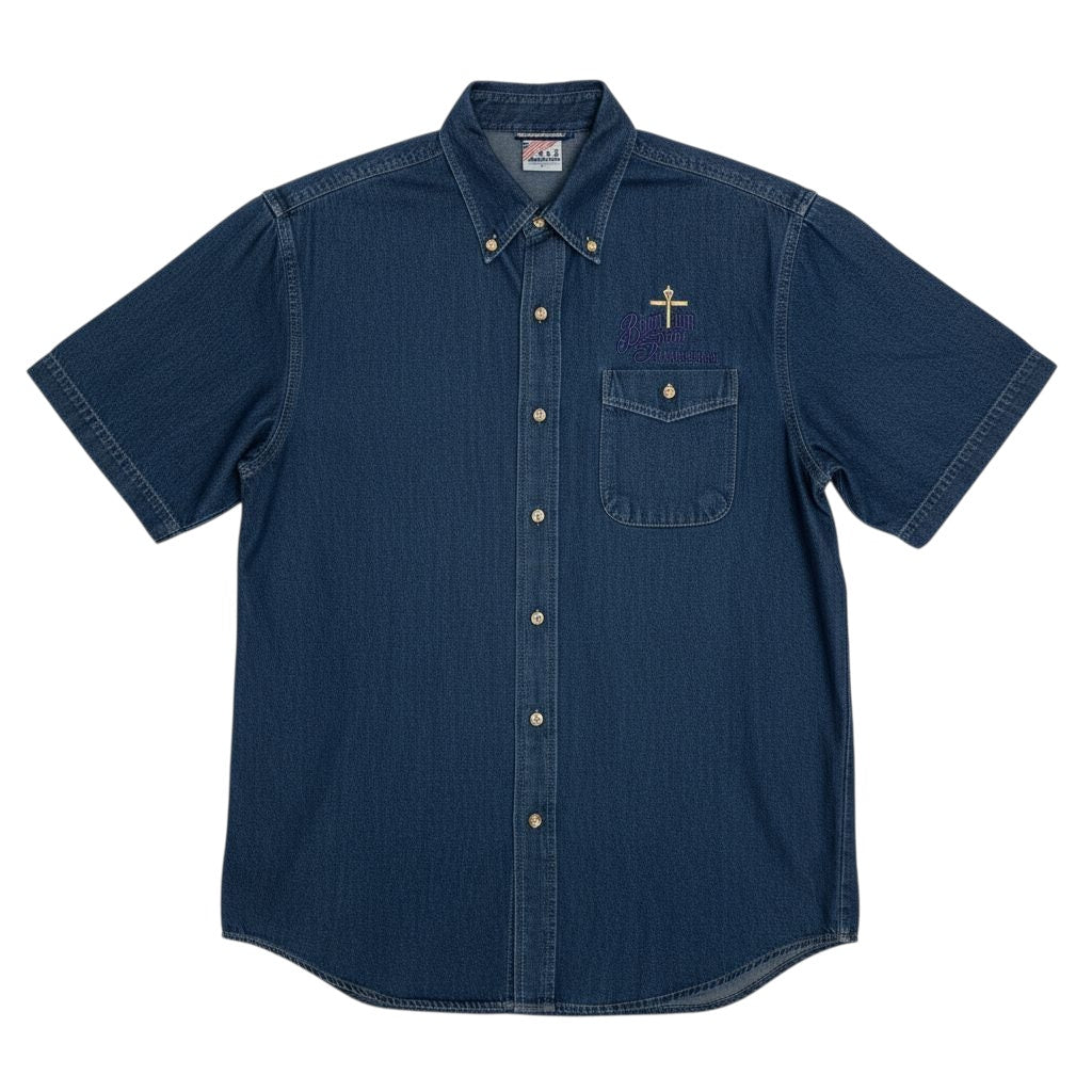 Vintage Bourbon Street New Orleans Men’s Embroidered Button Down denim shirt