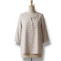 Liz Claiborne Women's Large cream Burgundy Plaid 3/4 Sleeve Blouse Top
