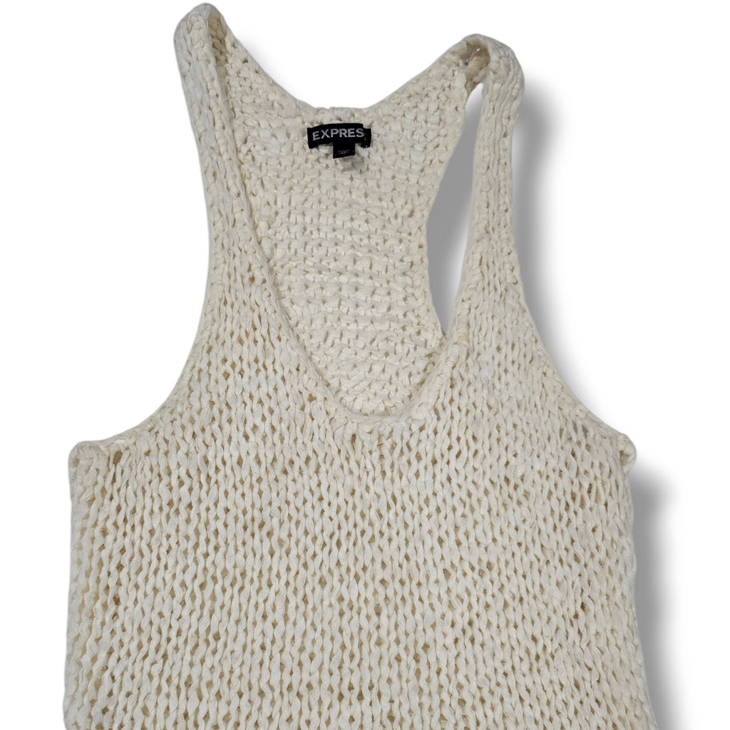 Express women's XS Cream Open Knit Racerback Tank Top